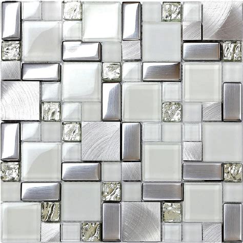 Crystal White Glass Mosaic Tile Backsplash Ssmt104 Silver Etsy