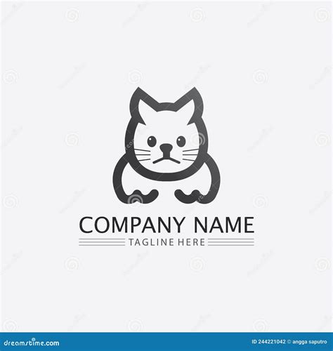Cat Logo And Vector Animal Icon Footprint Kitten Calico Logo Dog Symbol