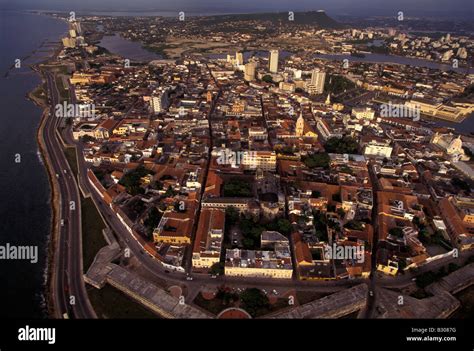 Colombia Aerial View Of The Walled City Of Cartagena Stock Photo Alamy