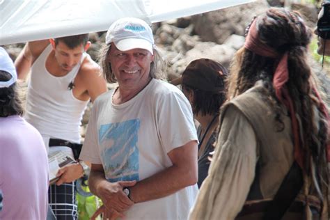 Cinematographer Dariusz Wolski Laughing With Johnny Depp Dressed As