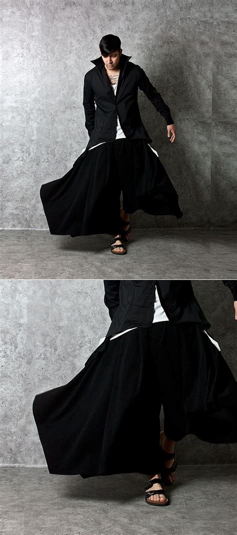 Samurai Vibe Super Wide Draping Black Sweatpants 208 Tall Men Fashion