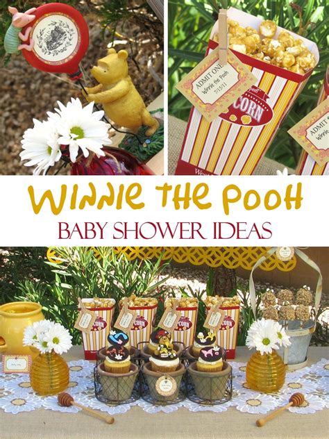 Go with classic pooh, using yellow, red and brown as your color palette, or you can adapt it to the gender of your baby by choosing a rustic, country theme or something modern! Winnie the Pooh Baby Shower Ideas - Games, Food, Favors ...