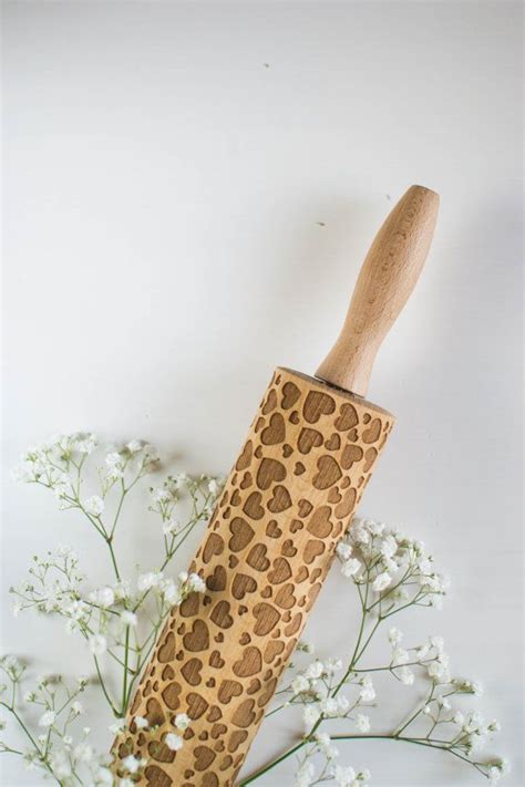 Hearts Embossing Rolling Pin Laser Engraved Rolling By Texturra