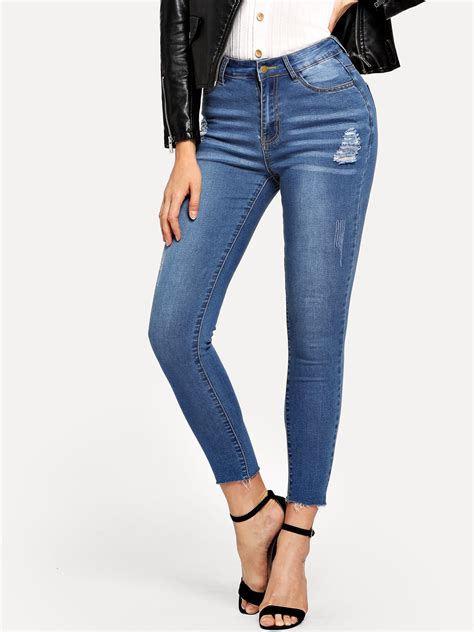 Fashionable Casual Mid Waist Stretch Skinny Jeans