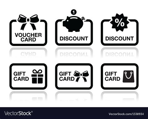 Voucher T Discount Card Icons Set Royalty Free Vector