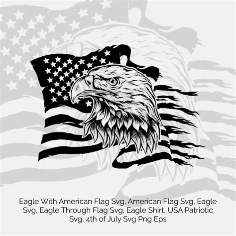 Patriotic Eagle Svg Usa Eagle Svg American Symbol Instant Download