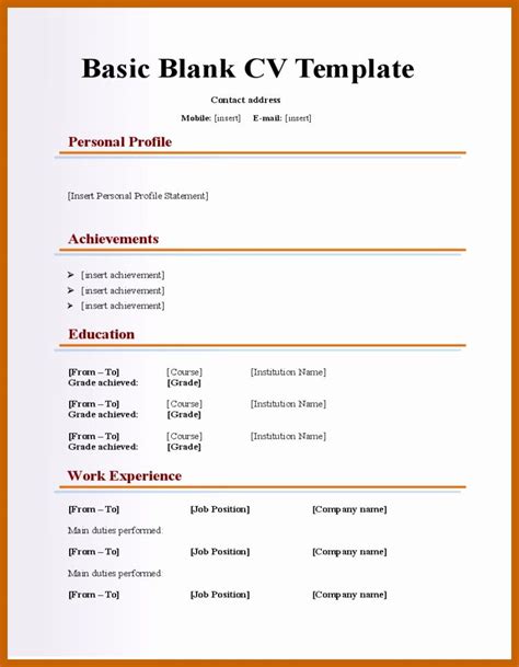 Easy Resume Templates With Fill In The Blanks Resume Template