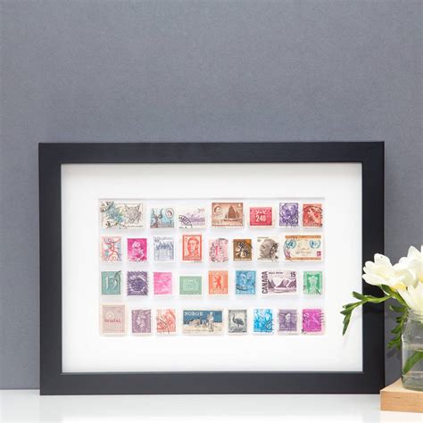 Framed Assorted Postage Stamp Wall Art By Made By Nora