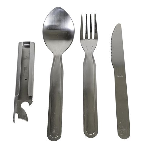 Mil Tec Retractable Folding Cutlery Set Of 3 Parts Opener Military Range