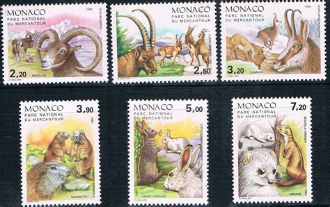 6pcs Set New Monaco Post Stamp 1986 Meikangtu National Park Animals