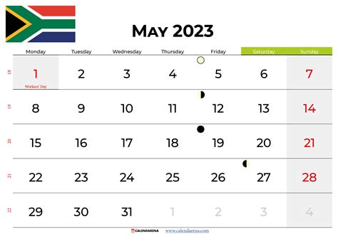 Download Free May 2023 Calendar South Africa