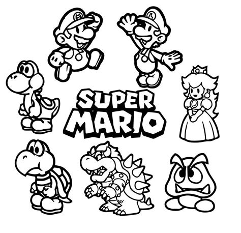 Livro Para Colorir Personagens De Super Mario Bros Para Imprimir E Online