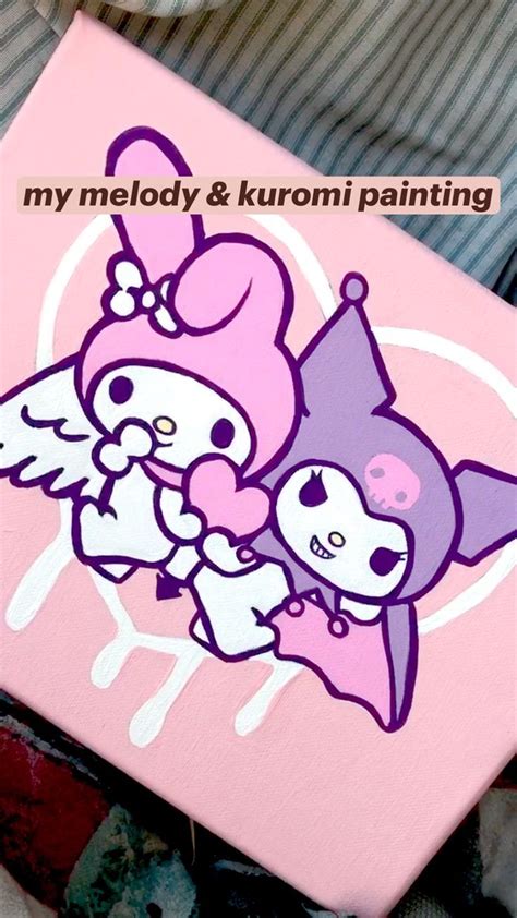 My Melody And Kuromi Painting Painting Canvas Painting Anime Canvas Art