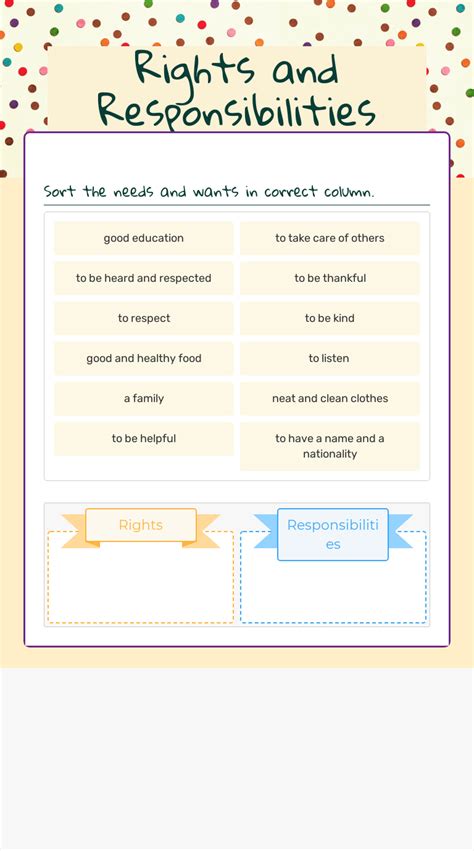 Rights And Responsibilities Interactive Worksheet By Quratulain
