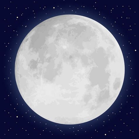 Premium Vector Full Moon And Stars On The Night Sky Realistic Vector