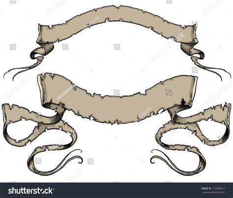 Two Blank Tattered Ancient Banners Two Vector De Stock Libre De