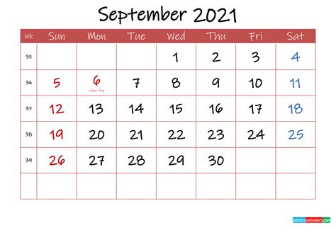 Printable September 2021 Calendar With Holidays Template Ink21m33