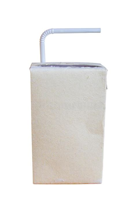 Brown Milk Carton Is Crumple And Straw Isolated Stock Image Image Of