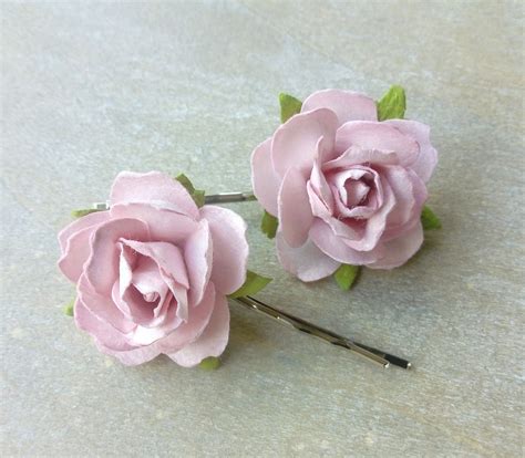 Blush Dusky Rose Pink Hair Pins Rose Bobby Pins Rose Slides Flower