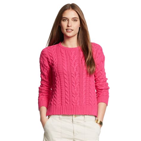 Shop the ralph lauren sale today and enjoy complimentary delivery on orders over £70. Ralph Lauren Cable-knit Cotton Sweater in Pink - Lyst