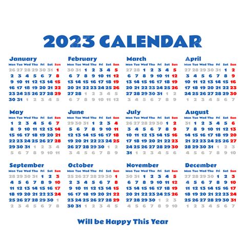 Calendario Simple De 2023 Años Ilustración Del Vect