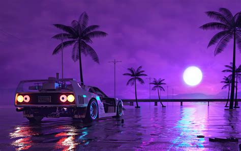 1680x1050 Retro Wave Sunset And Running Car 1680x1050 Resolution