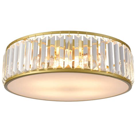 Modern 4 Light Gold Crystal Flush Mount Ceiling Light Claxy