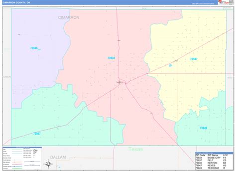 Cimarron County Ok Wall Map Color Cast Style By Marketmaps Mapsales