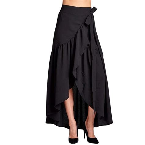 2018 New Summer Long Women High Waist Asymmetrical Skirts Pleated Elastic Waist Irregular Skirts