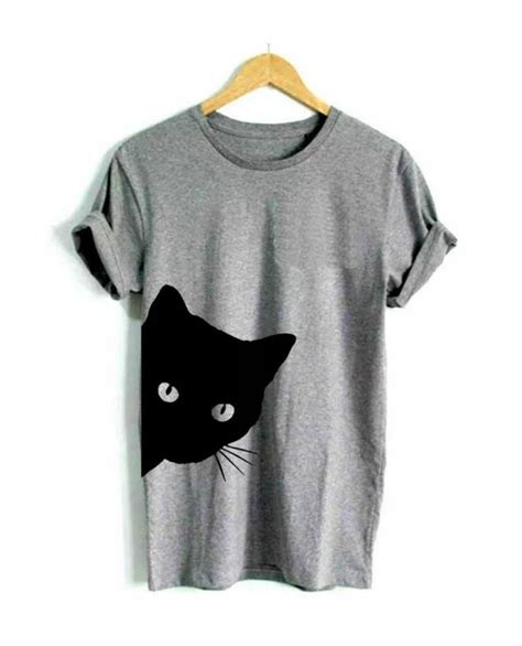 Nwot Gray Black Cat Fashion Shirt T Shirts For Women Casual T Shirts