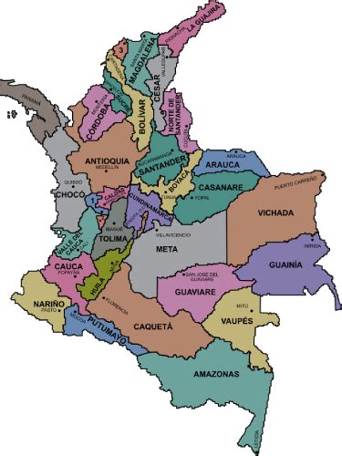 Mapa De Colombia Y Sus Regiones Y Departamentos En Pdf Gratis
