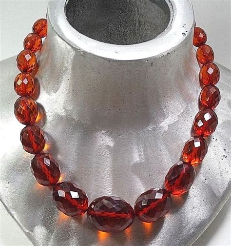 Vintage Victorian Era Faceted Cognac Natural Baltic Amber Bead Necklace With Images Amber