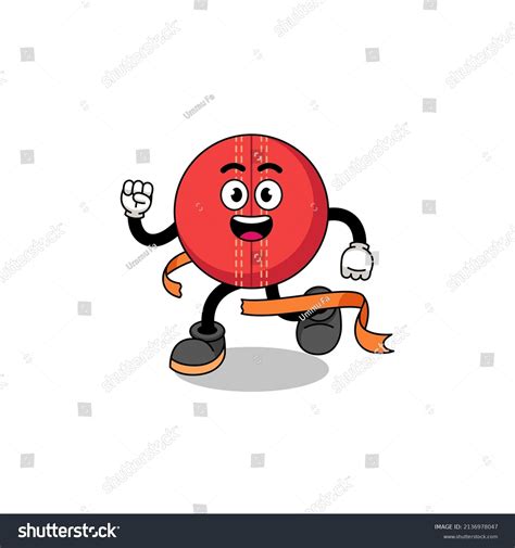 Mascot Cartoon Cricket Ball Running On Stock Vector Royalty Free