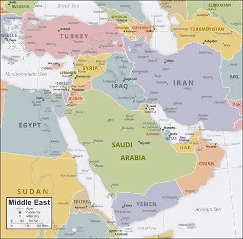 United Arab Emirates Middle East Map