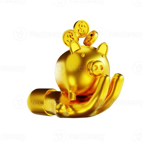 3d Illustration Golden Hand And Piggy Bank 10850657 Png