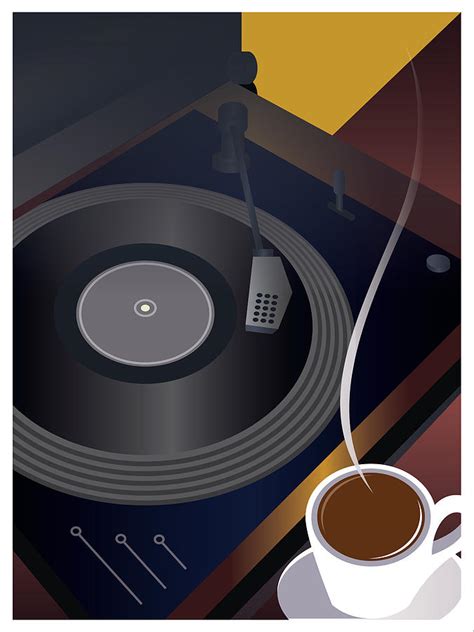 Cup Of Coffee And Record Turntable Painting By Elaine Plesser Fine