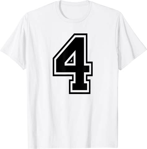 Number 4 Sports Jersey Player Uniform Number 4th Birthday T Shirt