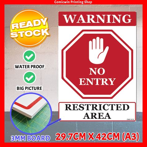 CMC No Entry Signage Board A Size Mm Thickness PVC Foam Dilarang Masuk Sign Warning Sign