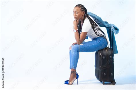 Woman Before The Trip African American Is Waiting For Her Flight Concept Waiting At The