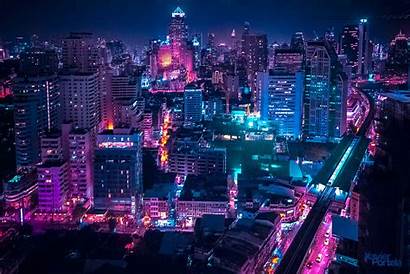 Neon Glow Cityscapes Aerial Story