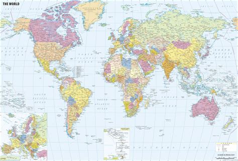 World Political With Cities Wall Map By Maps Of World Mapsales