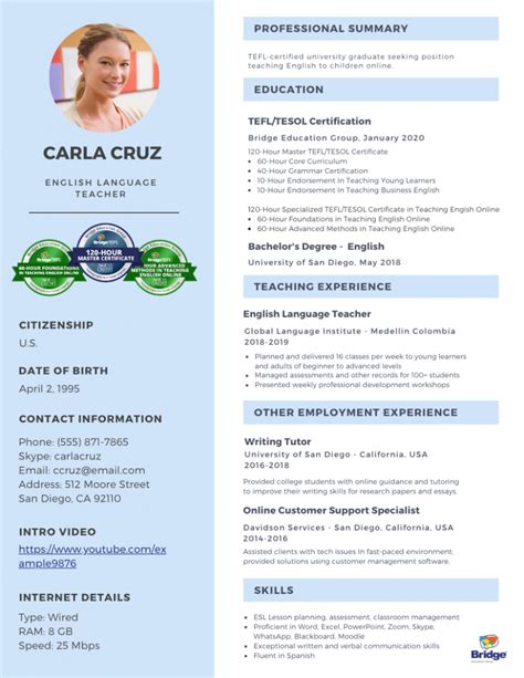 A teacher resume template that will land you more interviews. How to Make a Stand-Out Online Teacher Resume (+ Sample!) - BridgeUniverse