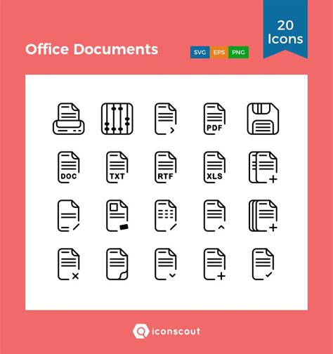 Office Documents Icon Pack 20 Line Icons Icon Documents Line Icon