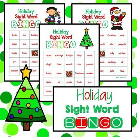 Christmas Holiday Sight Word Bingo 30 Different Cards Includes Black