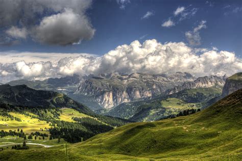 Italy Mountains Sky Scenery Grass Clouds Nature Wallpapers Hd