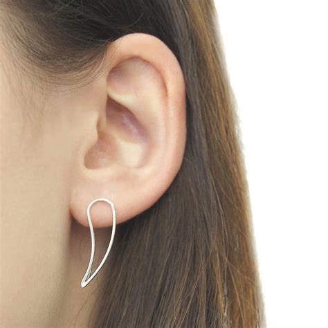 Sterling Silver Leaf Ear Cuff Earrings By Otis Jaxon Silver Jewellery