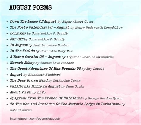 August Poems