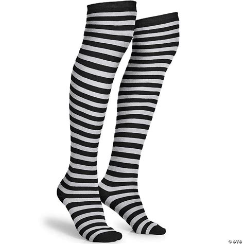 black and white socks over the knee striped thigh high costume accessories stockings for men