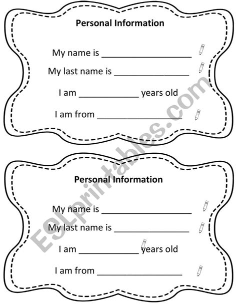 Personal Information Esl Worksheet By Kmoyano