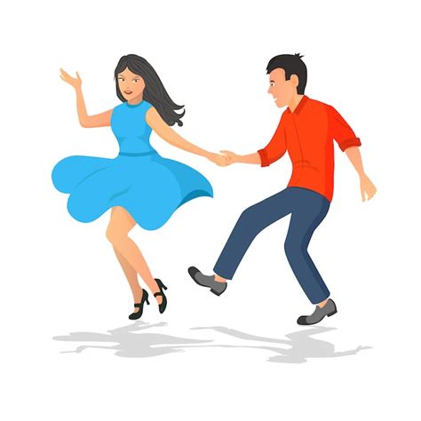 Feliz Pareja De Chico Y Chica Bailando Baile Musical Activo Vector